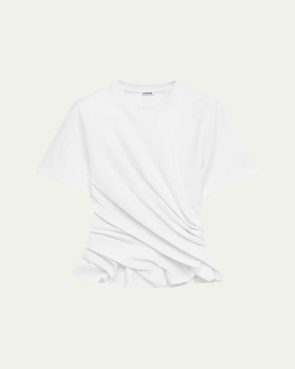 Short-Sleeve Draped Twisted T-Shirt